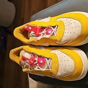 Nike Air Force toggle size 3Y, gold and pink sneakers. Good used conditi…